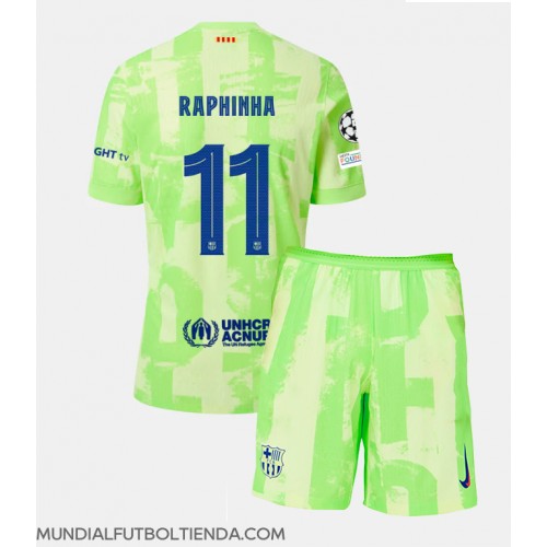 Camiseta Barcelona Raphinha Belloli #11 Tercera Equipación Replica 2024-25 para niños mangas cortas (+ Pantalones cortos)